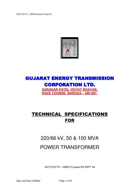 220-66-kv-xmer-on-line-nifes-r4-sept-08 - Gujarat Electricity Board