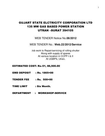 web tender - Gujarat Electricity Board