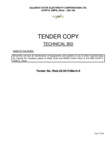 TENDER COPY - Gujarat Electricity Board