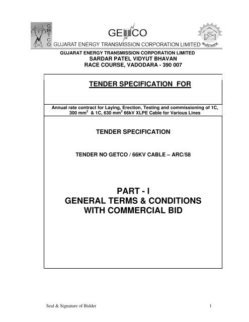 Part I General Terms Amp Conditions With Commercial Bid Gujarat Part I General Terms Amp Conditions With Commercial Bid Gujarat