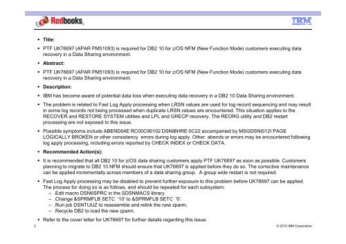 IBM DB2 10 Migration Planning and Very Early ... - GSE Belux