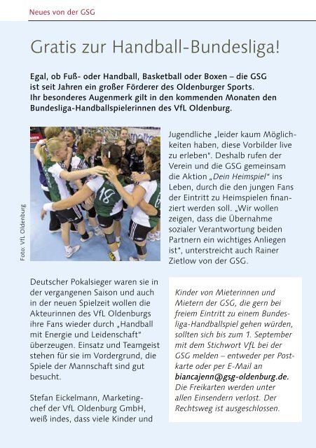 Newsletter 3-2012 - GSG Oldenburg