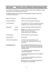 GSG Lebach Hinweise zu den schriftlichen Abiturprüfungen 2010