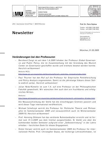 Newsletter - Geschwister-Scholl-Institut für Politikwissenschaft - LMU