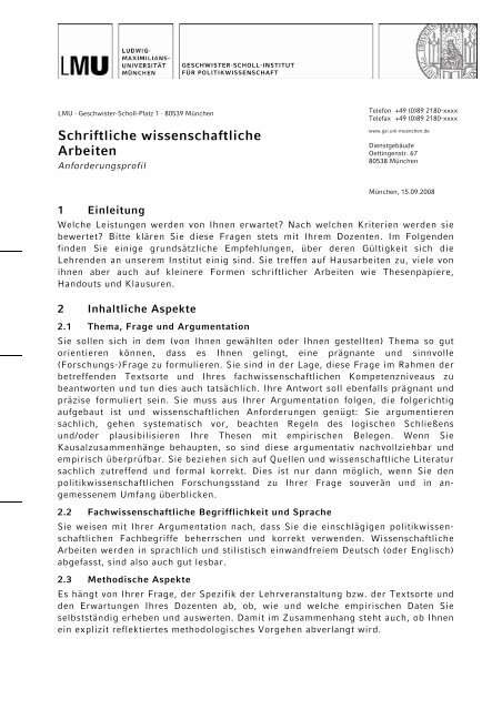 Merkblatt zu schriftlichen wissenschaftlichen Arbeiten - Geschwister ...