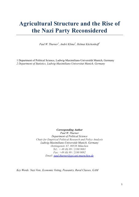 Agricultural Structure and the Rise of the Nazi Party Reconsidered