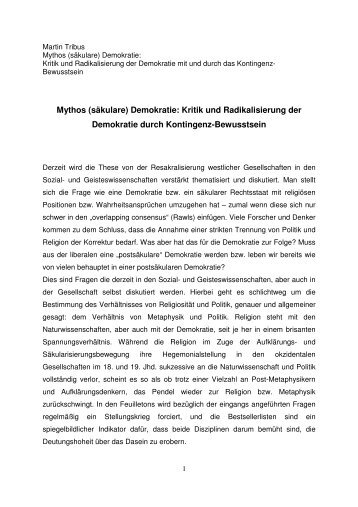 Mythos (säkulare) Demokratie - Geschwister-Scholl-Institut für ...