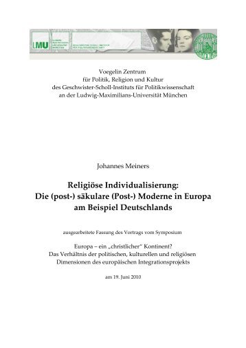 Religiöse Individualisierung - Geschwister-Scholl-Institut für ...