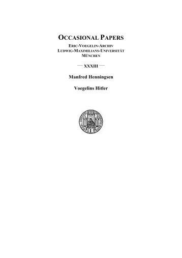 Manfred Henningsen: Voegelins Hitler - Geschwister-Scholl-Institut ...