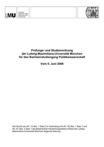 Bachelor of Arts Politikwissenschaft Hauptfach, PO-Version ... - LMU