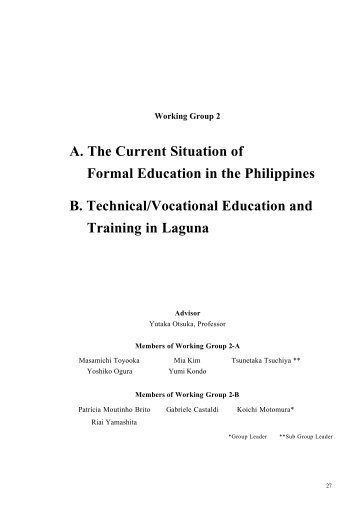 A. The Current Situation of Formal Education in the Philippines B ...