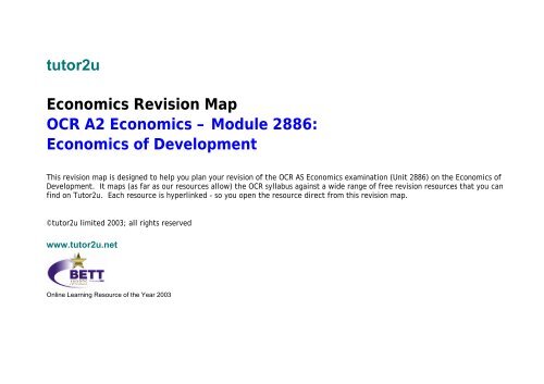 tutor2u Economics Revision Map OCR A2 Economics – Module ...
