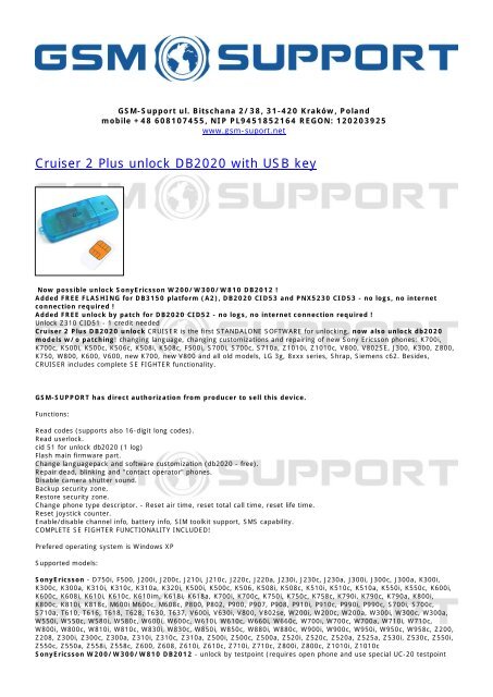 Cruiser 2 Plus Unlock Db2020 With Usb Key Gsm Suport Net