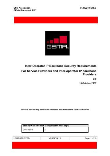 Inter-Operator IP Backbone Security Requirements For ... - GSMA