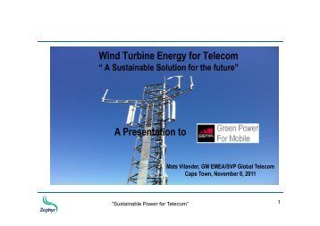 A Presentation to Wind Turbine Energy for Telecom - GSMA