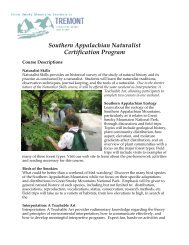 Course Descriptions - Great Smoky Mountains Institute at Tremont