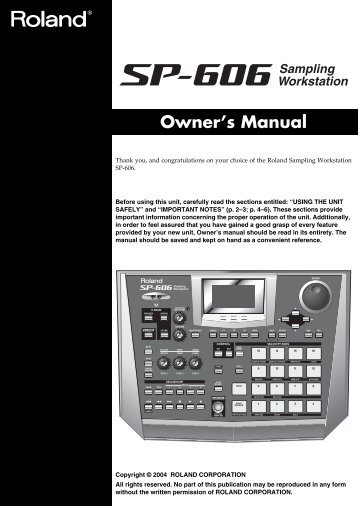 SP-606 Owners Manual - Roland US