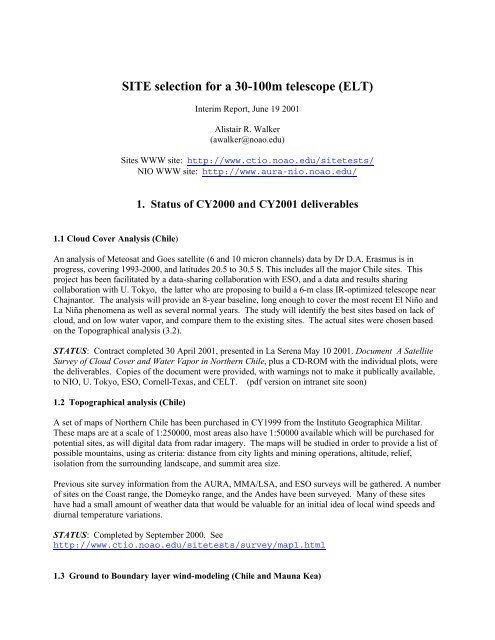 SITE selection for a 30-100m telescope (ELT) - GSMT