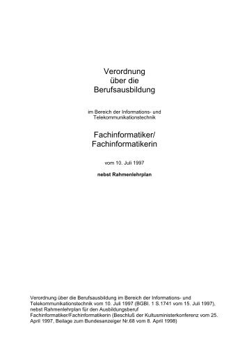 Ausbildungsrahmenplan Fachinformatiker