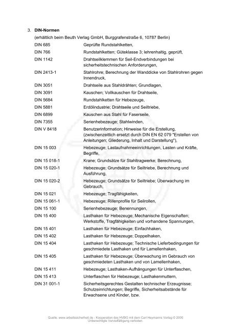 BGV D8 Durchführungsanweisungen Winden, Hub- und Zuggeräte