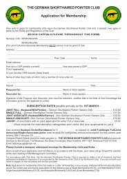 Membership Form - The German Shorthaired Pointer Club South ...