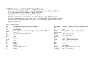 1871 Census - Genealogical Society of South Whidbey Island