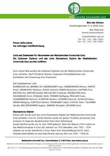 Presseinformation der MedUni Graz - G´sund Online