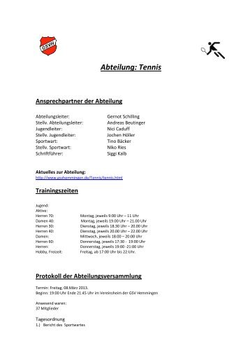 Tennis - GSV Hemmingen