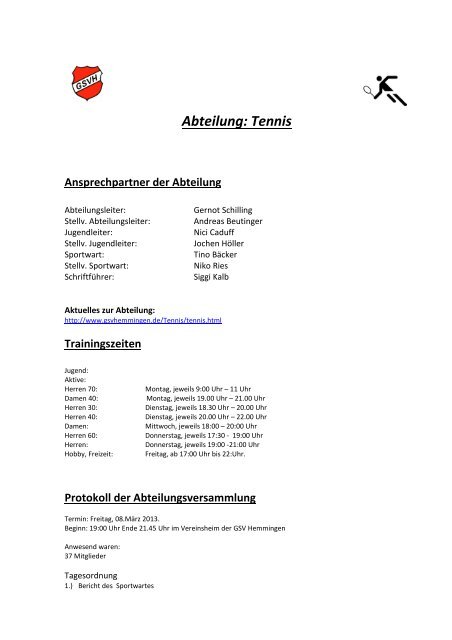 Tennis - GSV Hemmingen