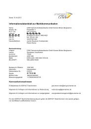 Informationsdatenblatt zur Marktkommunikation - GSW ...