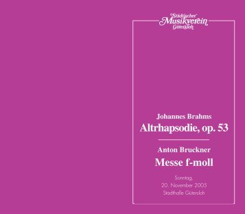 Altrhapsodie, op. 53 - Städtischer Musikverein Gütersloh eV