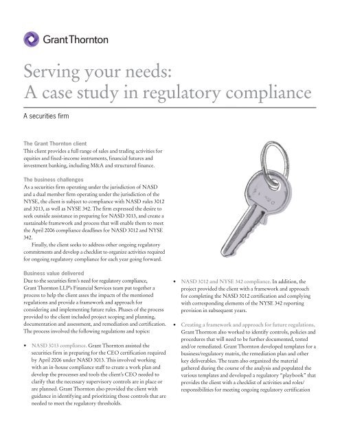 A case study in regulatory compliance - Grant Thornton LLP