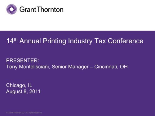 14th Annual Printing Industry Tax Conference - Grant Thornton LLP