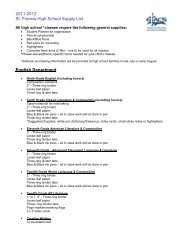 2011-2012 St. Francis High School Supply List English Department