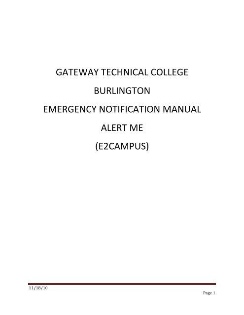 Mass Notification-Burlington - Gateway Technical College