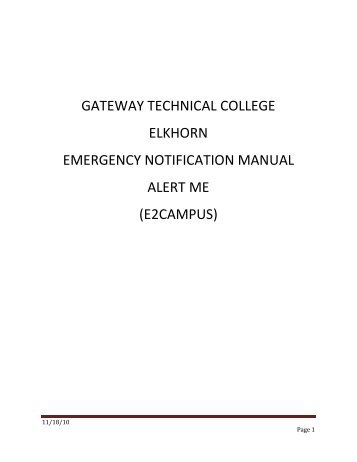 GATEWAY TECHNICAL COLLEGE ELKHORN EMERGENCY ...