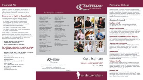 Cost Estimate 2013 - Gateway Technical College