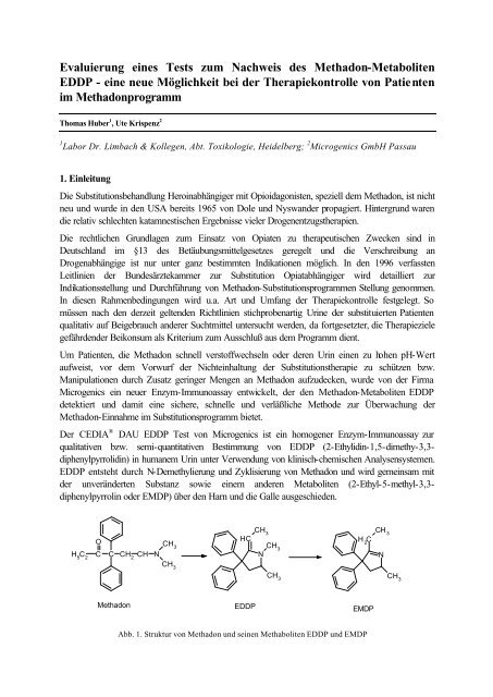Evaluierung eines Tests zum Nachweis des Methadon ... - GTFCh