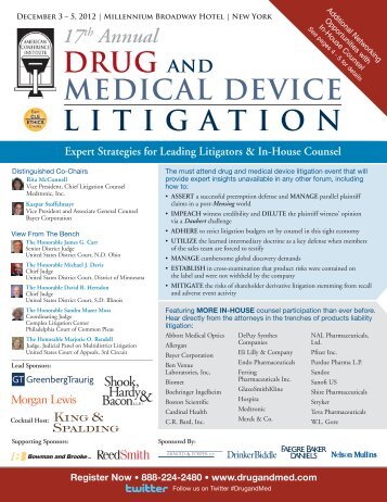 DRUG and MEDICAL DEVICE LITIGATION - Greenberg Traurig LLP