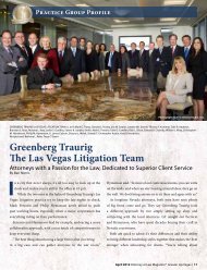 Greenberg Traurig The Las Vegas Litigation Team