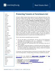 Protecting Tenants at Foreclosure Act - Greenberg Traurig LLP