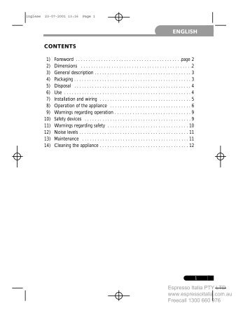 Mazzer Mini user manual - Espresso Italia