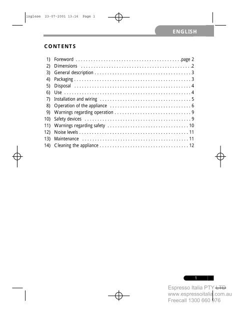 Mazzer Mini user manual - Espresso Italia