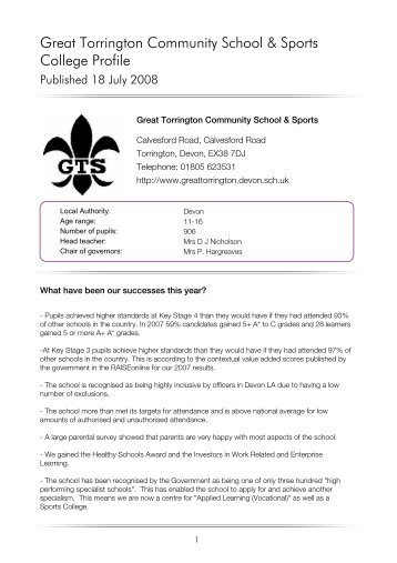 Great Torrington Community School & Sports College Profile