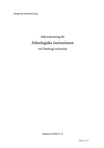 Exempel på arkivredovisning för arkivbildare vid Göteborgs ...