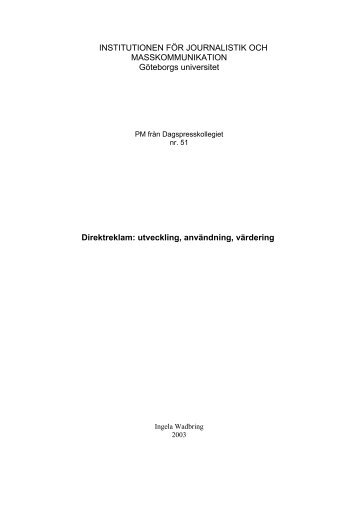 Direktreklam: utveckling, användning, värdering - Göteborgs ...