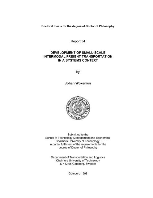 development of small-scale intermodal freight transportation in a ...