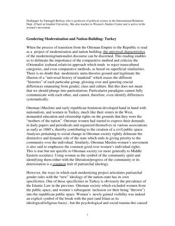 Gendering Modernization and Nation-Building: Turkey When the ...