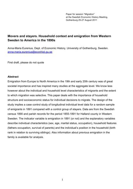 Movers and stayers. Household context and emigration from ...