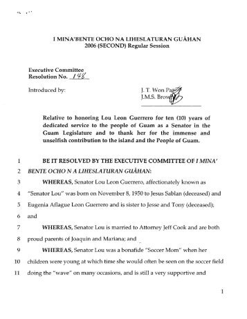 WHEREAS, Senator Lou Leon Guerrero ... - Guam Legislature